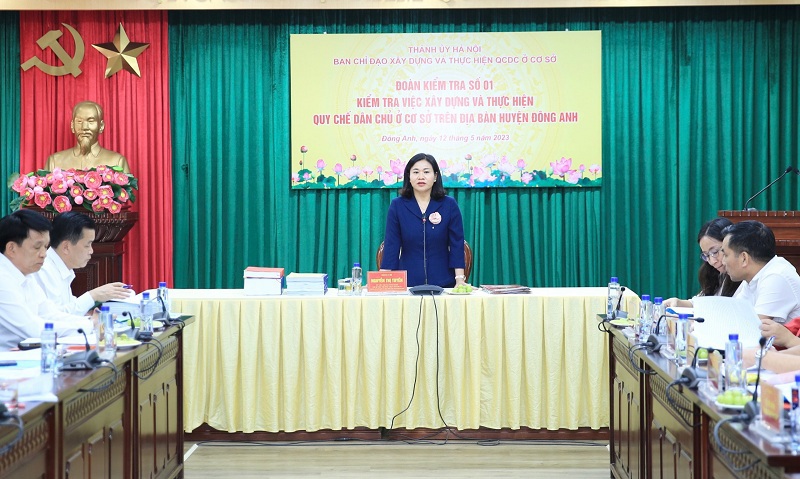Ph&oacute; B&iacute; thư Thường trực Th&agrave;nh ủy Nguyễn Thị Tuyến ph&aacute;t biểu kết luận buổi kiểm tra.
