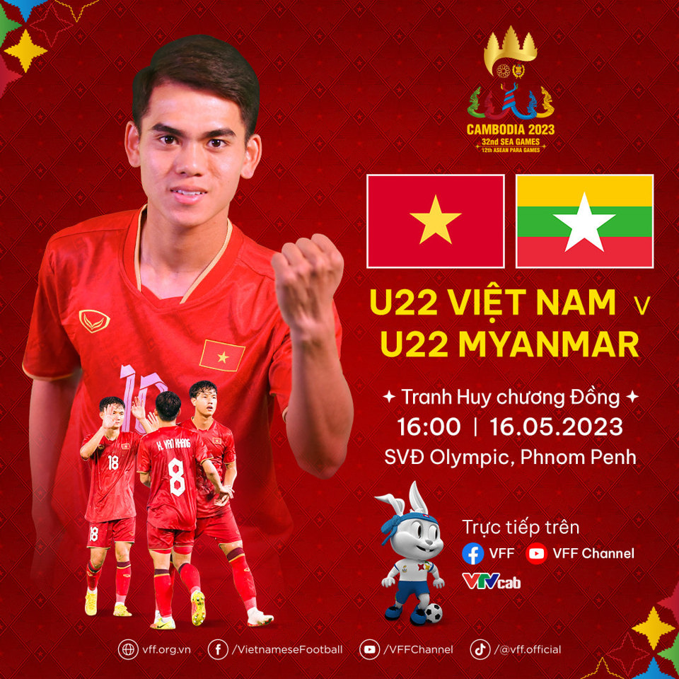 Xem trực tiếp U22 Việt Nam vs U22 Myanmar: Quyết tâm giành tấm HCĐ an ủi - Ảnh 1