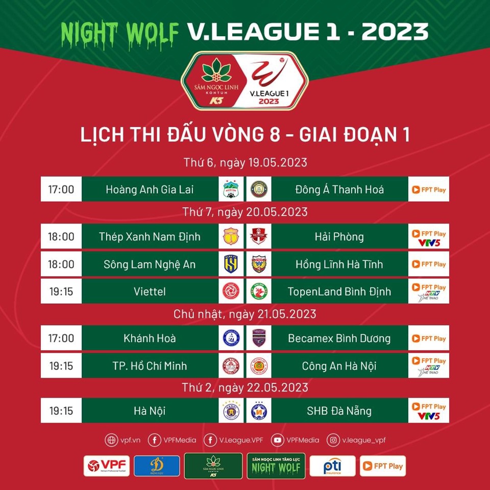 Lịch thi đấu chi tiết vòng 8 V-League 2023 - Ảnh 1