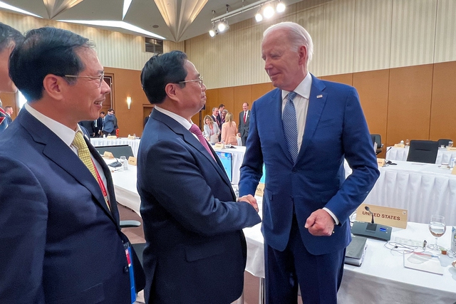 Thủ tướng Phạm Minh Ch&iacute;nh v&agrave; Tổng thống Hoa Kỳ Joe Biden. Ảnh: VGP/Nhật Bắc