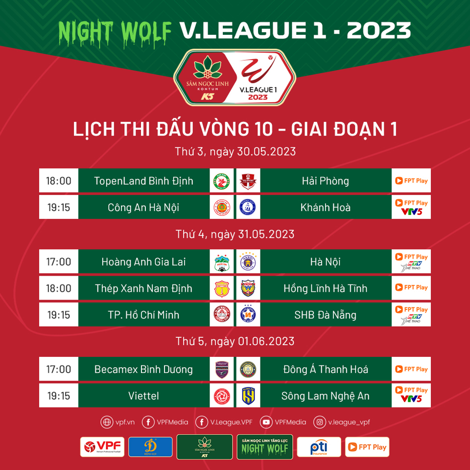 Lịch thi đấu chi tiết vòng 10 V-League 2023 - Ảnh 1