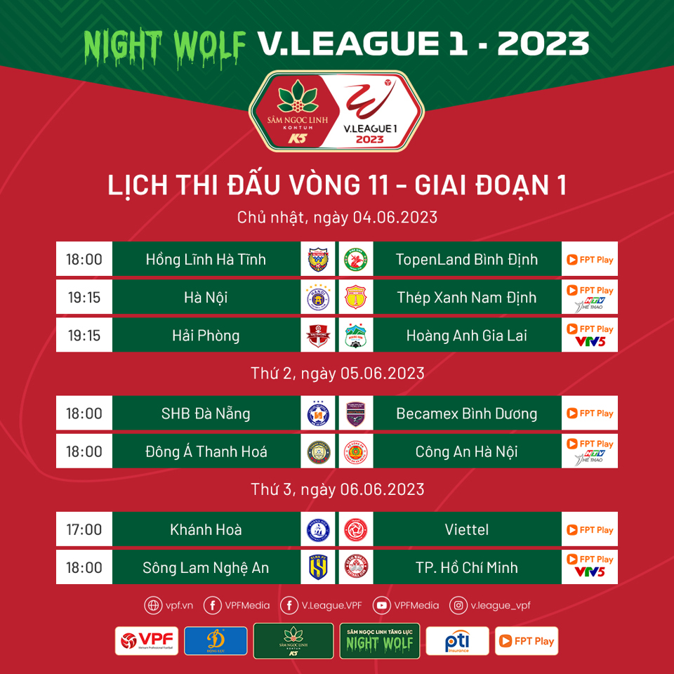 Lịch thi đấu chi tiết vòng 11 V-League 2023 - Ảnh 1