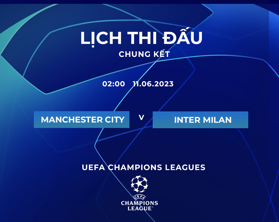 Lịch thi đấu chung kết Cup C1: Manchester City đối đấu Inter Milan - Ảnh 1