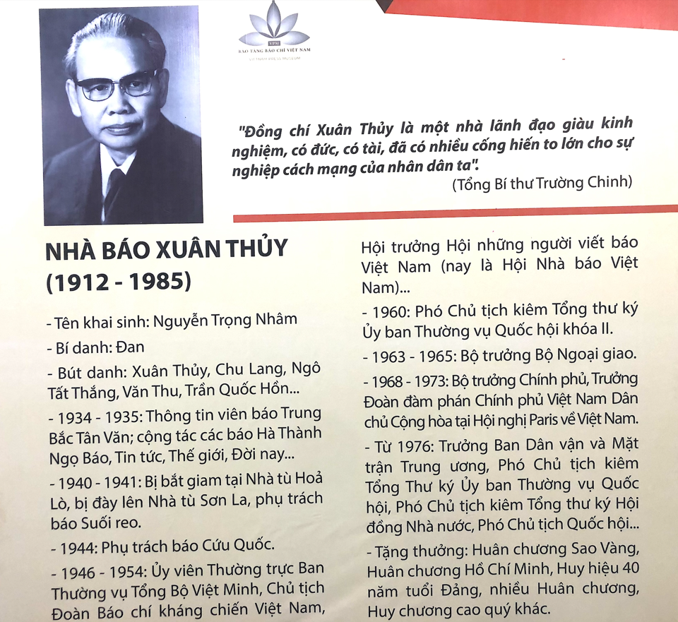 L&yacute; lịch Nh&agrave; b&aacute;o Xu&acirc;n Thuỷ.