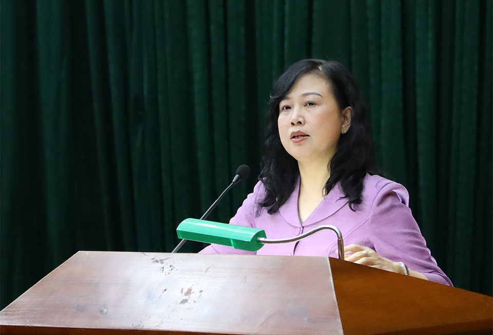 Bộ trưởng Bộ Y tế Đ&agrave;o Hồng Lan th&ocirc;ng tin v&ecirc;̀&nbsp;tiến độ của cơ sở 2 Bệnh viện Bạch Mai, Việt Đức.