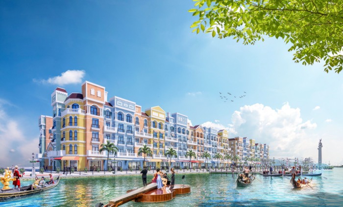 Cảnh quan kiến tr&uacute;c của The Venice lấy cảm hứng từ d&ograve;ng s&ocirc;ng Venice phồn hoa nước &Yacute;