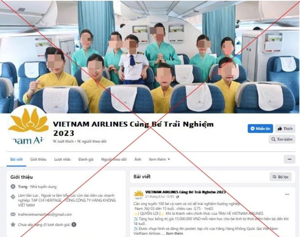 H&igrave;nh ảnh giả m&aacute;o chương tr&igrave;nh trải nghiệm hướng nghiệp h&agrave;ng kh&ocirc;ng của Vietnam Airlines xuất hiện tr&ecirc;n mạng x&atilde; hội.