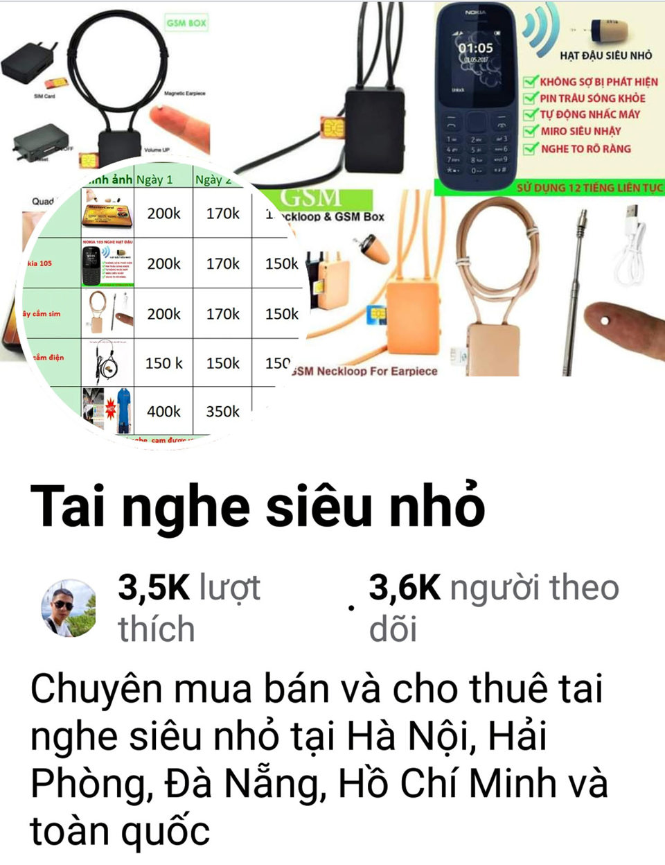 Thiết bị gian lận thi cử rao b&aacute;n tr&agrave;n lan tr&ecirc;n mạng x&atilde; hội Facebook. Ảnh: Ho&agrave;i Nam