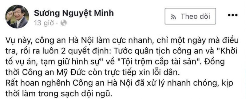 Facebook nh&agrave; văn Sương Nguyệt Minh (Ảnh chụp m&agrave;n h&igrave;nh)