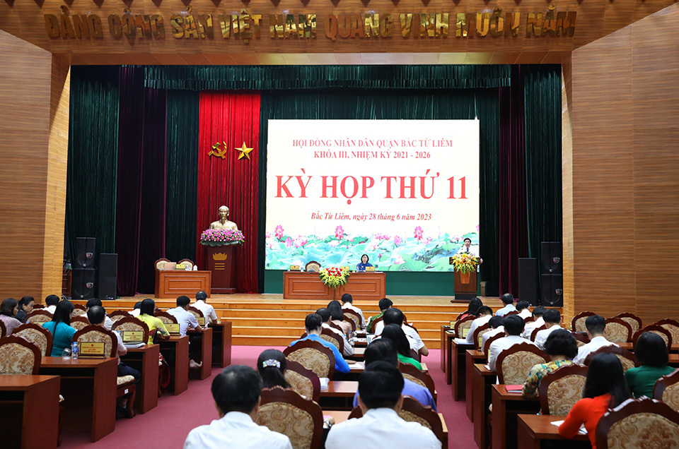 Quang cảnh&nbsp;kỳ họp thứ 11 HĐND quận Bắc Từ Li&ecirc;m.