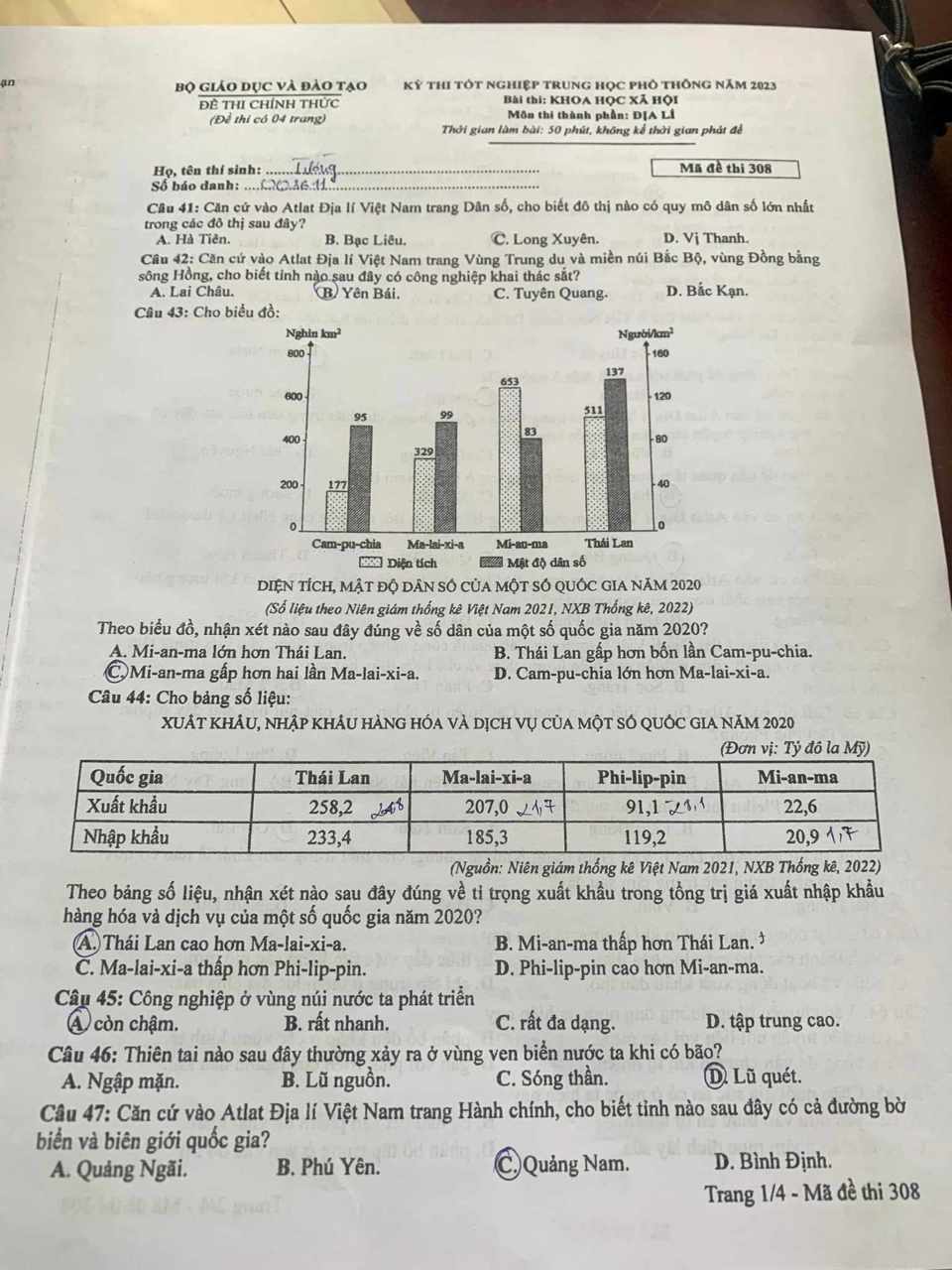 Đề và đáp án môn Địa lý - Kỳ thi tốt nghiệp THPT 2023 - Ảnh 1