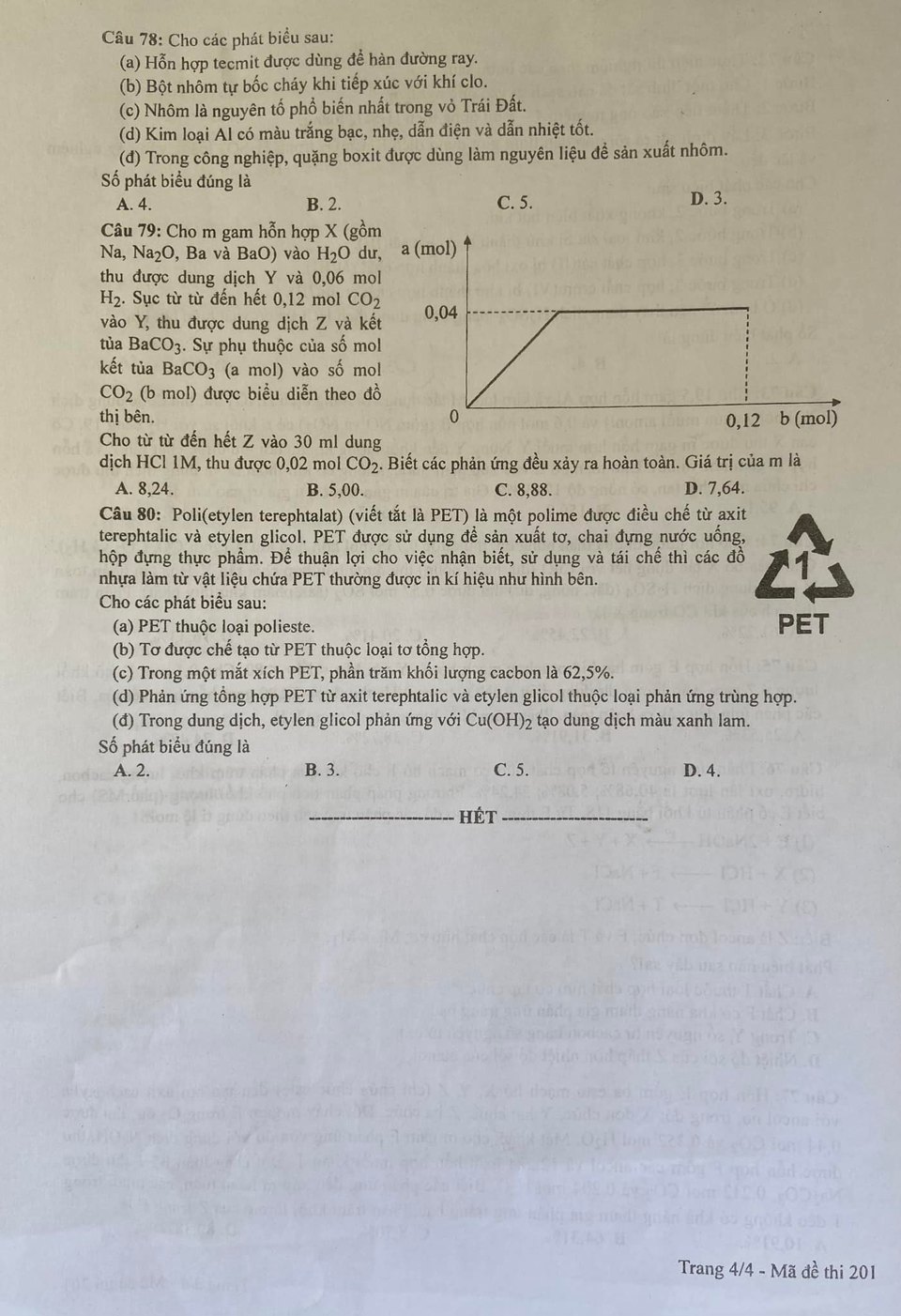 Đề và đáp án môn Hóa học - Kỳ thi tốt nghiệp THPT 2023 - Ảnh 4