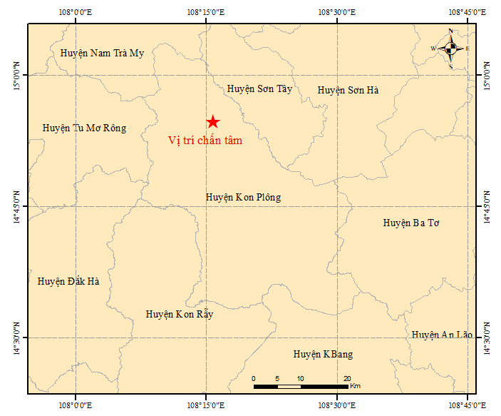 &nbsp;T&acirc;m chấn của trận động đất xảy ra l&uacute;c 10&nbsp;giờ 10&nbsp;ph&uacute;t 04&nbsp;gi&acirc;y (giờ H&agrave; Nội) tại Kon Tum.