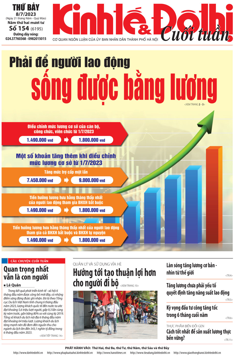 Trang nhất số báo 153 - Báo in Kinh tế & Đô thị phát hành ngày 7/7/2023.