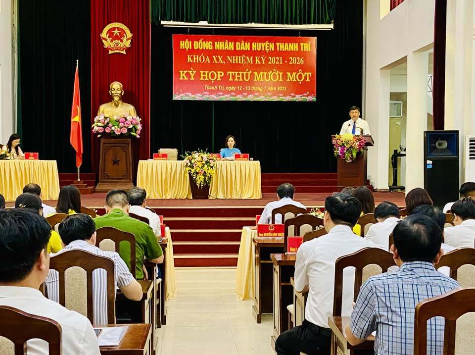 C&aacute;c đại biểu dự Kỳ họp thứ 11, HĐND huyện Thanh Tr&igrave; kh&oacute;a XX, nhiệm kỳ 2021 - 2026.
