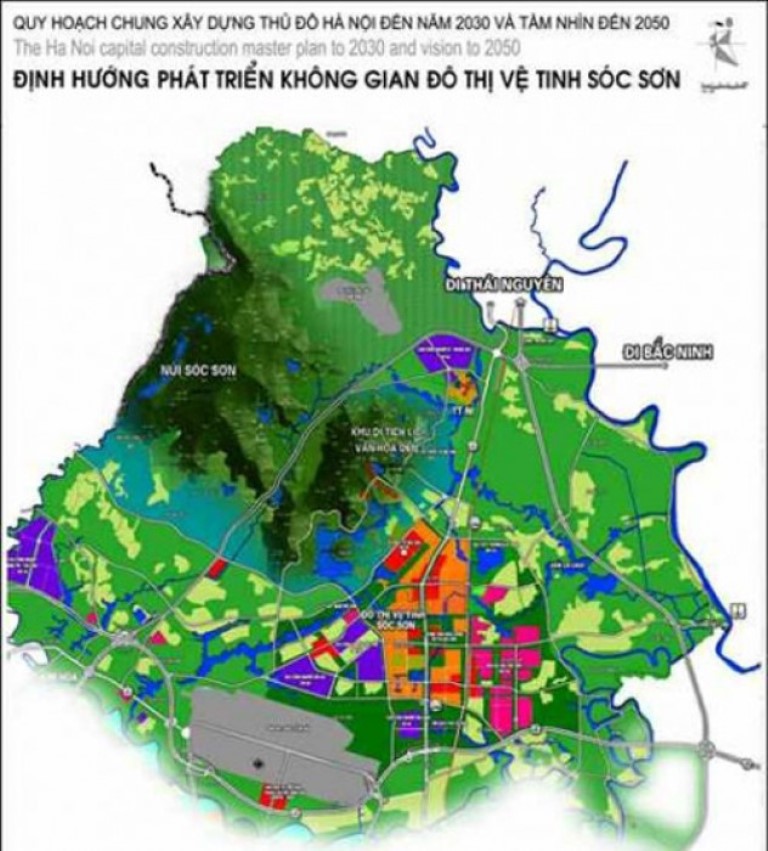 Bản đồ quy hoạch đ&ocirc; thị vệ tinh S&oacute;c Sơn.