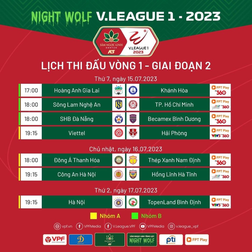 Lịch thi đấu chi tiết vòng 1 - giai đoạn 2 V-League 2023 - Ảnh 1