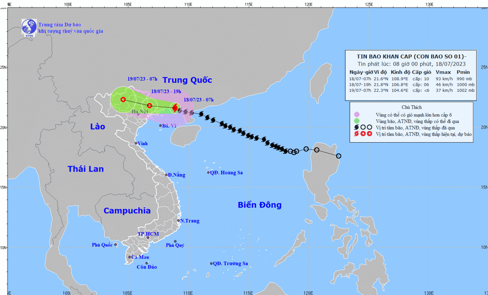 Bão số 1 cách Móng Cái 100km, gió giật cấp 12, Bắc Bộ mưa to - Ảnh 1