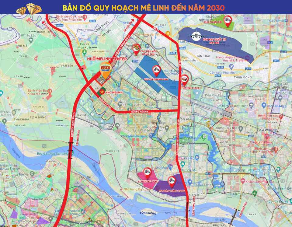 Bản đồ quy hoạch đến năm 2030 cho thấy M&ecirc; Linh đang được đầu tư &ldquo;khủng&rdquo; về mọi mặt