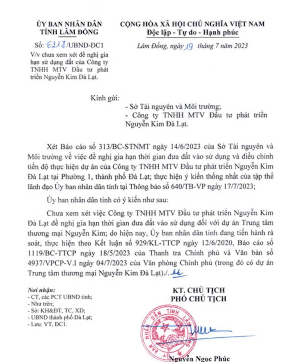 Văn bản Số 6217/UBND-ĐC1 của UBND tỉnh L&acirc;m Đồng