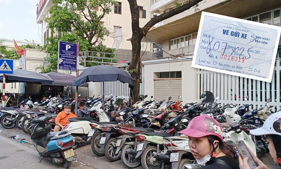 Tại cổng Bệnh viện Da Liễu T.Ư, b&atilde;i xe do C&ocirc;ng ty TNHH Vận tải Anh T&uacute; cũng thản nhi&ecirc;n tr&ocirc;ng giữ phương tiện qu&aacute; diện t&iacute;ch được cấp, với mức ph&iacute; 10.000 đồng/lượt.