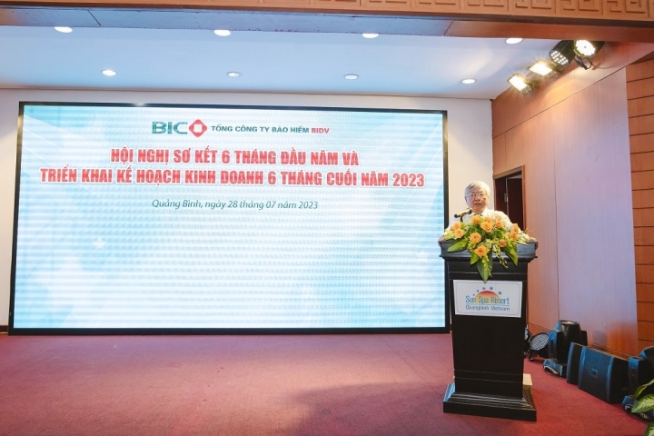 Chủ tịch HĐQT BIC Trần Xu&acirc;n Ho&agrave;ng ph&aacute;t biểu chỉ đạo hội nghị.