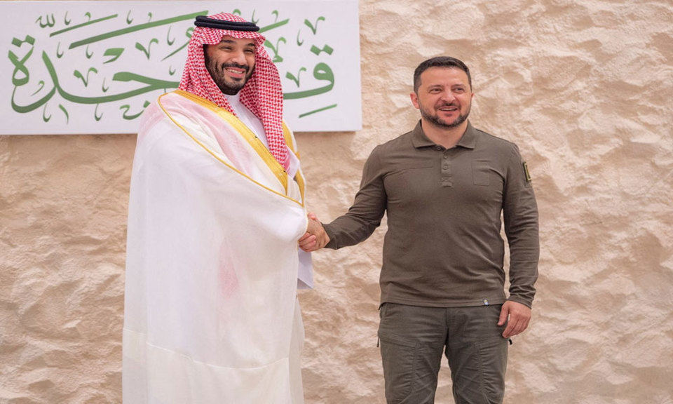 Tổng thống&nbsp; Ukraine Volodymyr Zelensky trong chuyến thăm Ả Rập Saudi hồi th&aacute;ng 5/2023. Ảnh: Reuters