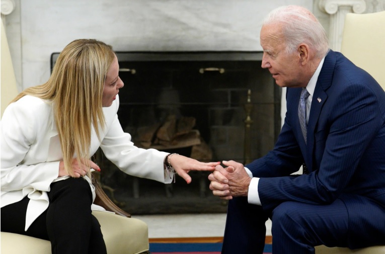 Tổng thống Mỹ Joe Biden gặp Thủ tướng Italia Giorgia Meloni tại Nh&agrave; Trắng ở Washington v&agrave;o cuối th&aacute;ng Bảy. Ảnh: EPA-EFE