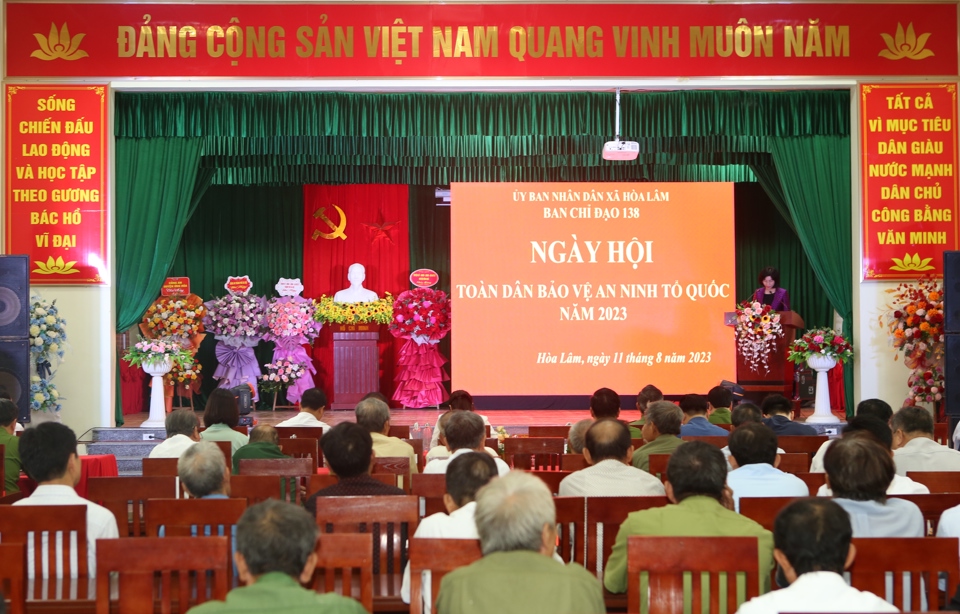 Quang cảnh Ng&agrave;y hội to&agrave;n d&acirc;n bảo vệ an ninh Tổ quốc năm 2023 tại x&atilde; Ho&agrave; L&acirc;m, Ứng Ho&agrave;. Ảnh: Lại Tấn