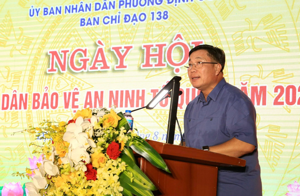 B&iacute; thư Quận ủy Ho&agrave;ng Mai Nguyễn Quang Hiếu&nbsp;ph&aacute;t biểu tại Ng&agrave;y hội.