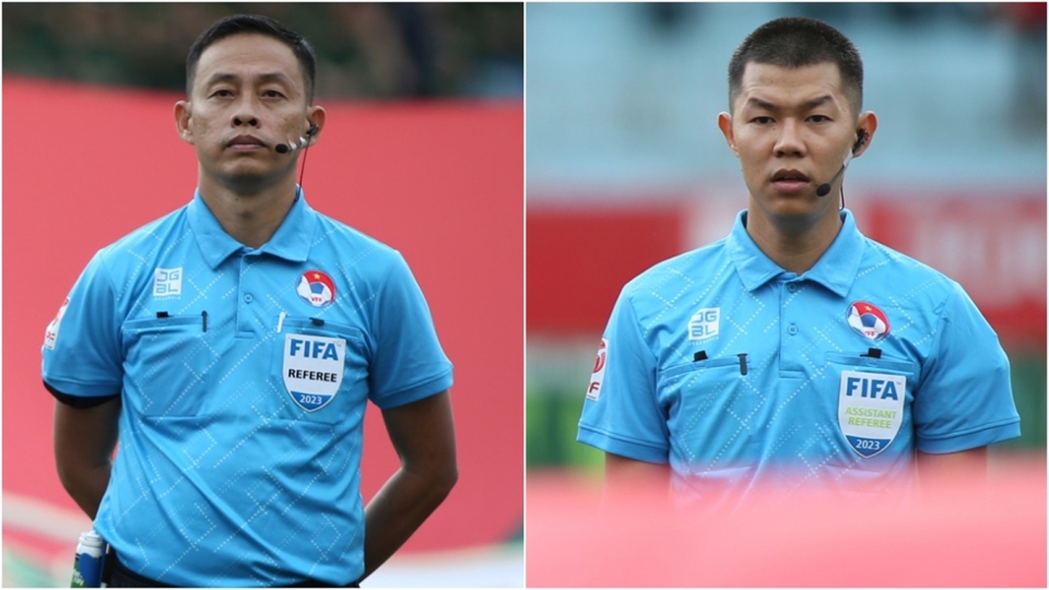 Trọng tài Ngô Duy Lân (trái) và trợ lý trọng tài Nguyễn Trung Việt (phải) đều đã được công nhận trọng tài FIFA. Ảnh: VFF