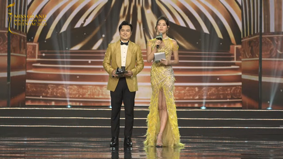 Hai MC ch&iacute;nh của đ&ecirc;m chung kết Miss Grand Vietnam 2023.
