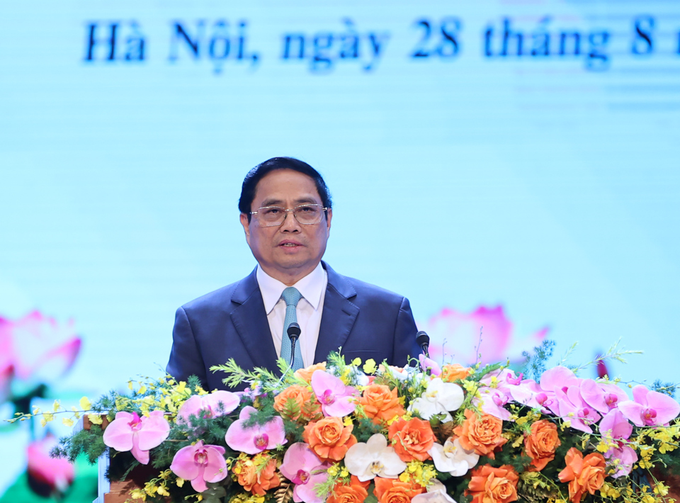 Thủ tướng Phạm Minh Ch&iacute;nh: Văn h&oacute;a l&agrave; nền tảng tinh thần, nguồn lực nội sinh, động lực đột ph&aacute; cho sự ph&aacute;t triển - Ảnh: VGP/Nhật Bắc