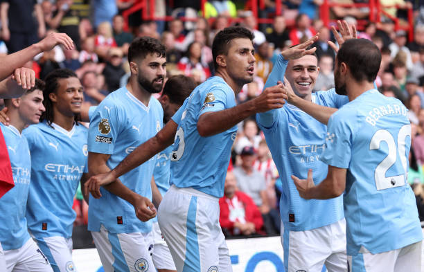 Man City tiếp tục giữ vững phong độ bằng chiến thắng trước&nbsp;Sheffield United. Ảnh: Getty.