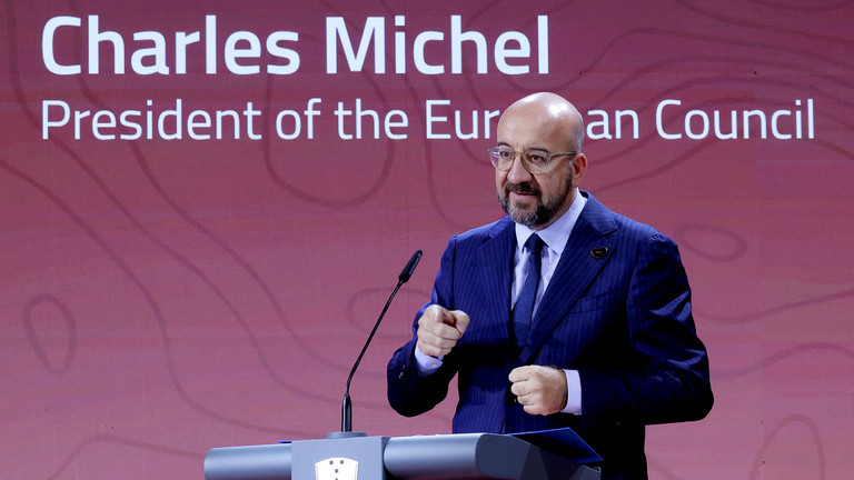 Chủ tịch Hội đồng Ch&acirc;u &Acirc;u Charles Michel ph&aacute;t biểu trong Diễn đ&agrave;n Chiến lược Bled 2023 ở Bled, Slovenia, ng&agrave;y 28/8, Ảnh: AP