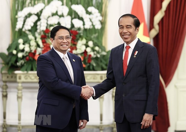 Thủ tướng Phạm Minh Ch&iacute;nh hội kiến Tổng thống Indonesia Joko Widodo. (Ảnh: Dương Giang/TTXVN) &nbsp;