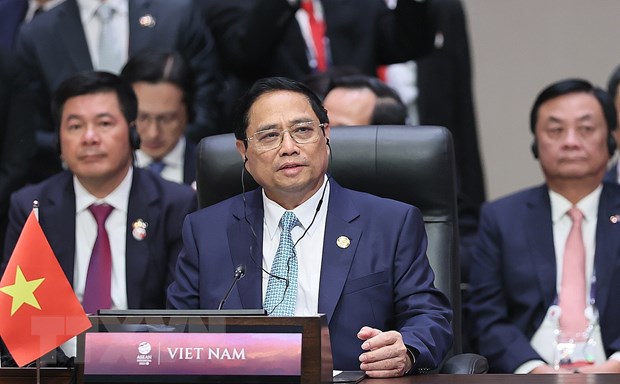 Thủ tướng Phạm Minh Ch&iacute;nh tham dự Phi&ecirc;n to&agrave;n thể Hội nghị Cấp cao ASEAN lần thứ 43. (Ảnh: Dương Giang/TTXVN) &nbsp;