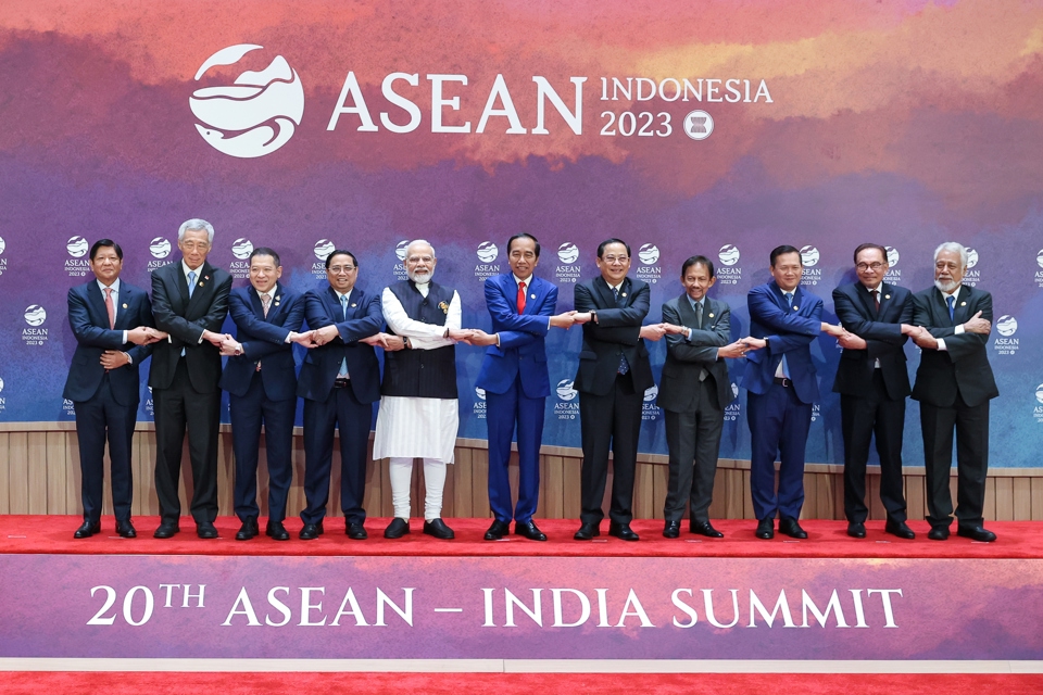 Thủ tướng Phạm Minh Ch&iacute;nh v&agrave; Trưởng đo&agrave;n c&aacute;c nước tham dự Hội nghị Cấp cao ASEAN-Ấn Độ lần thứ 20 - Ảnh: VGP/Nhật Bắc &nbsp;