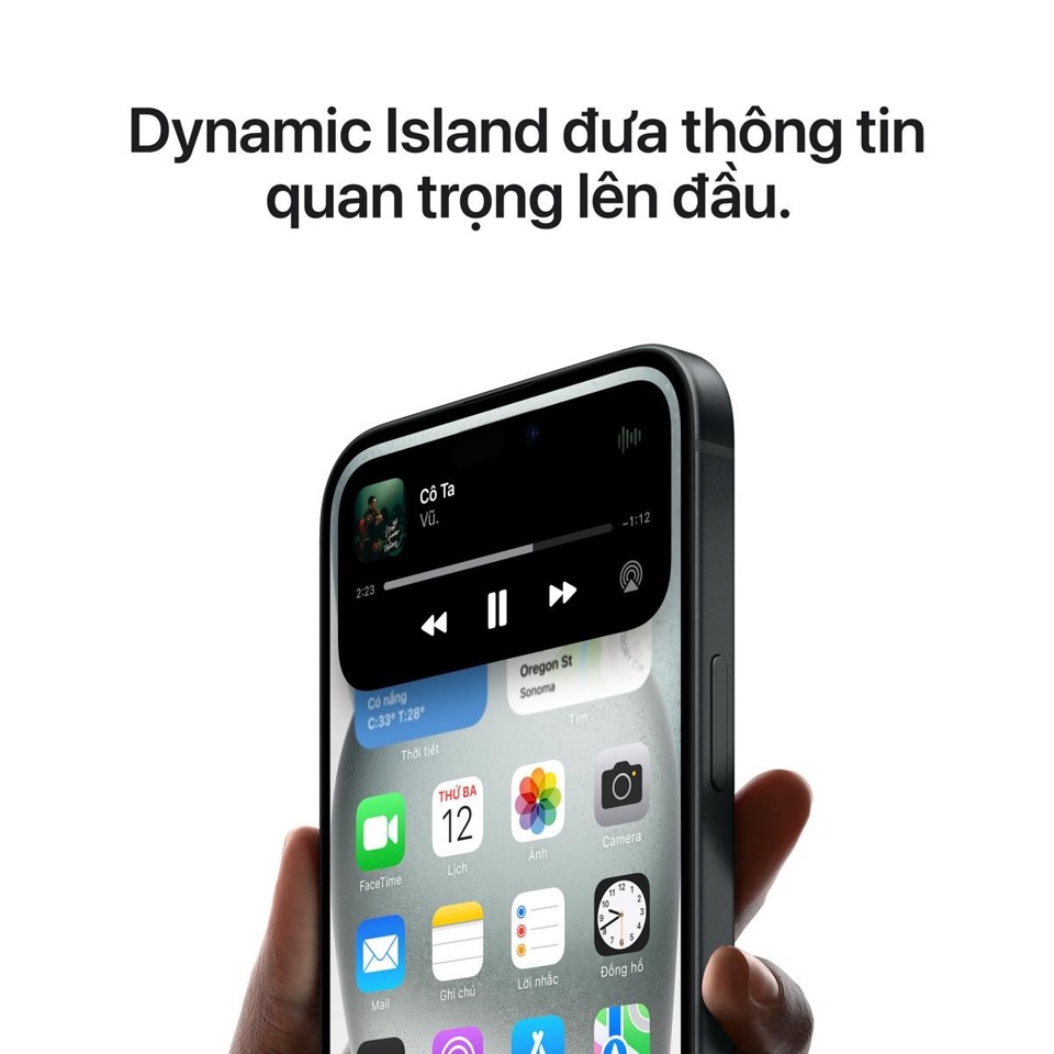 &nbsp;iPhone 15 sử dụng Dynamic Island (nguồn Apple)