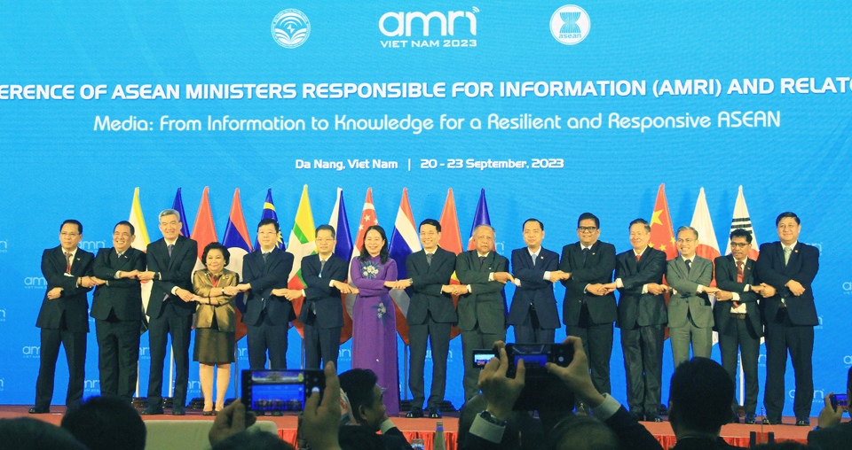 H&ocirc;̣i nghị Bộ trưởng Th&ocirc;ng tin ASEAN lần thứ 16 do Việt Nam đăng cai tổ chức tại Đ&agrave; Nẵng đ&atilde; đạt được nhiều kết quả quan trọng. Ảnh: Quang Hải