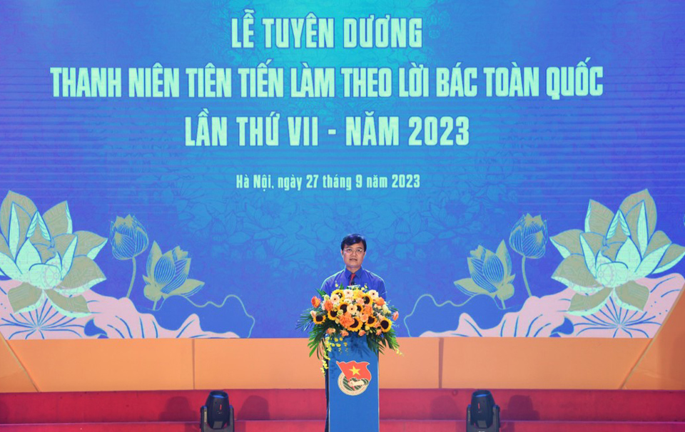 B&iacute; thư thứ nhất T.Ư Đo&agrave;n B&ugrave;i Quang Huy ph&aacute;t biểu tại Đại hội.