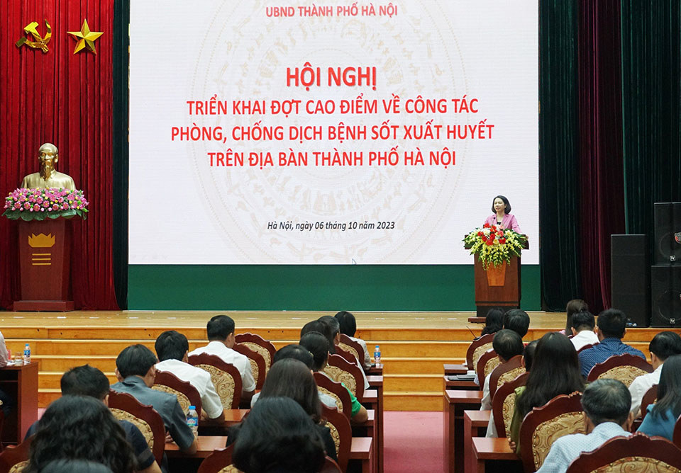 Ph&oacute; Chủ tịch UBND TP Vũ Thu H&agrave; ph&aacute;t biểu chỉ đạo tại hội nghị.