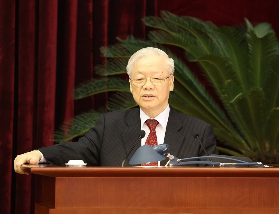 Tổng Bí thư Nguyễn Phú Trọng phát biểu bế mạc Hội nghị. Ảnh: Trí Dũng