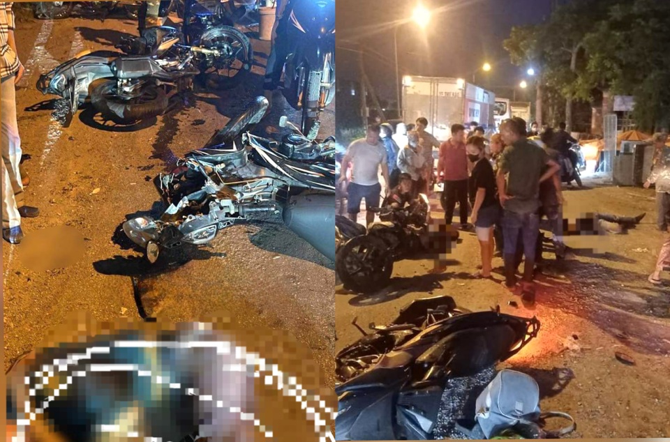 Hiện trường một vụ tai nạn giao th&ocirc;ng ở huyện Thanh Oai. Ảnh: B.T.O