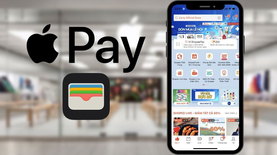 Người d&ugrave;ng c&oacute; thể dễ d&agrave;ng d&ugrave;ng Apple Pay để thanh to&aacute;n tr&ecirc;n Shopee &nbsp;