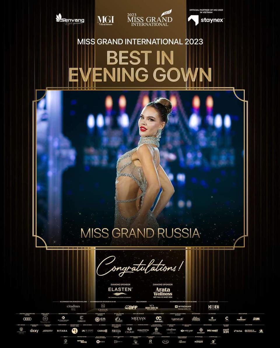 Người đẹp đến từ Nga gi&agrave;nh giải Best evening gown - Tr&igrave;nh diễn V&aacute;y dạ hội đẹp nhất