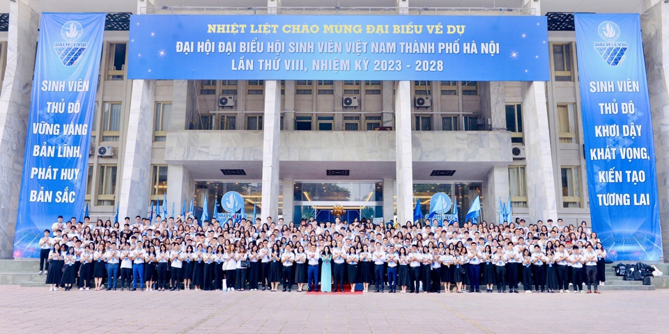 C&aacute;c đại biểu dự Đại hội Đại biểu Sinh vi&ecirc;n Việt Nam TP H&agrave; Nội lần thứ VIII, nhiệm kỳ 2023-2028.&nbsp;