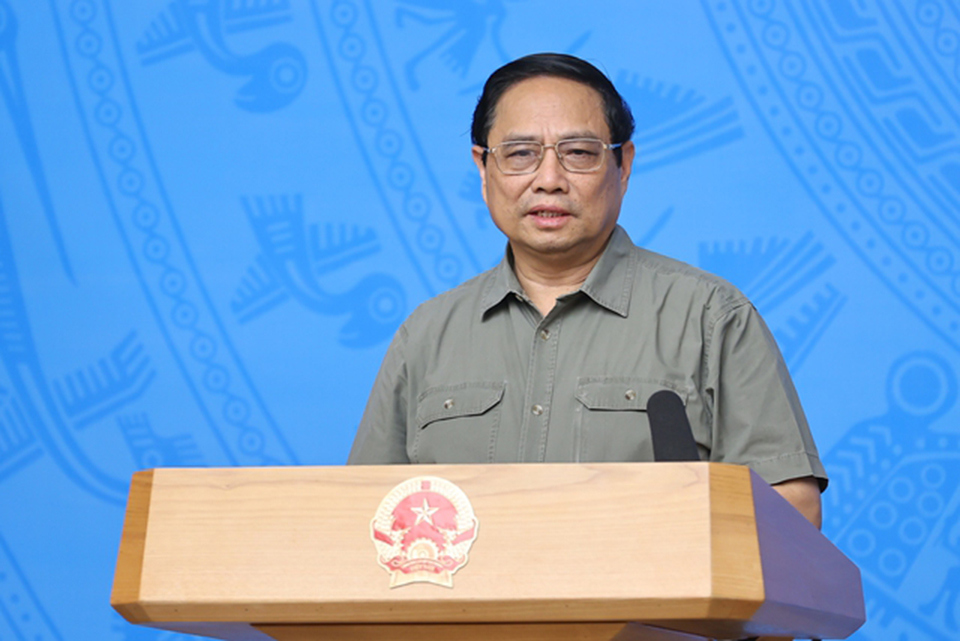 Thủ tướng Ch&iacute;nh phủ Phạm Minh Ch&iacute;nh phát bi&ecirc;̉u chỉ đạo tại h&ocirc;̣i nghị.&nbsp;&nbsp;Ảnh VGP/Nhật Bắc