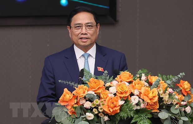 Thủ tướng Phạm Minh Ch&iacute;nh ph&aacute;t biểu tại diễn đ&agrave;n. (Ảnh: Dương Giang/TTXVN) &nbsp;