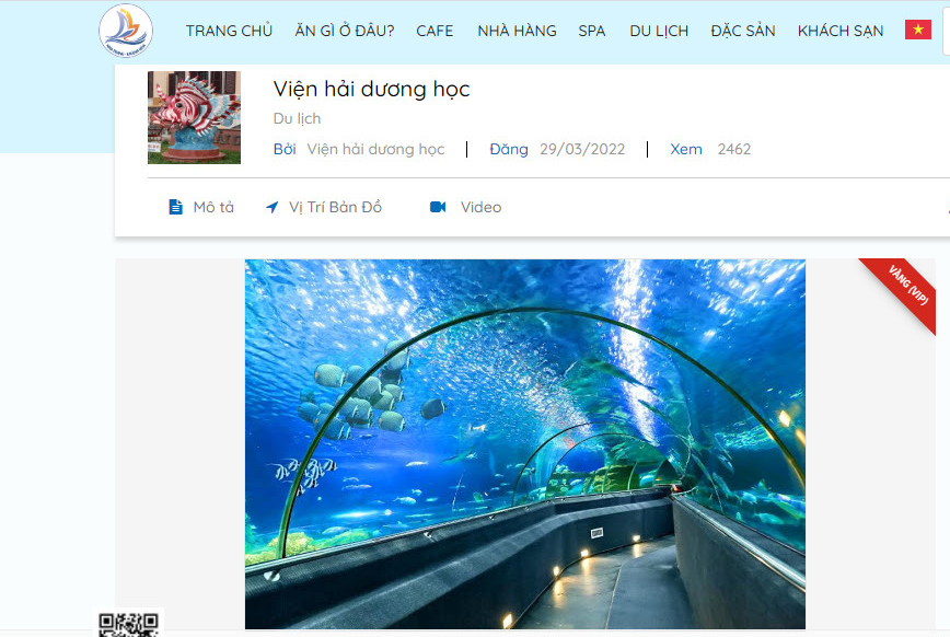 Web App Du lịch Nha Trang &ndash; Kh&aacute;nh H&ograve;a giới thiếu h&igrave;nh ảnh Viện hải Dương học chưa chuẩn. Ảnh chụp m&agrave;n h&igrave;nh.